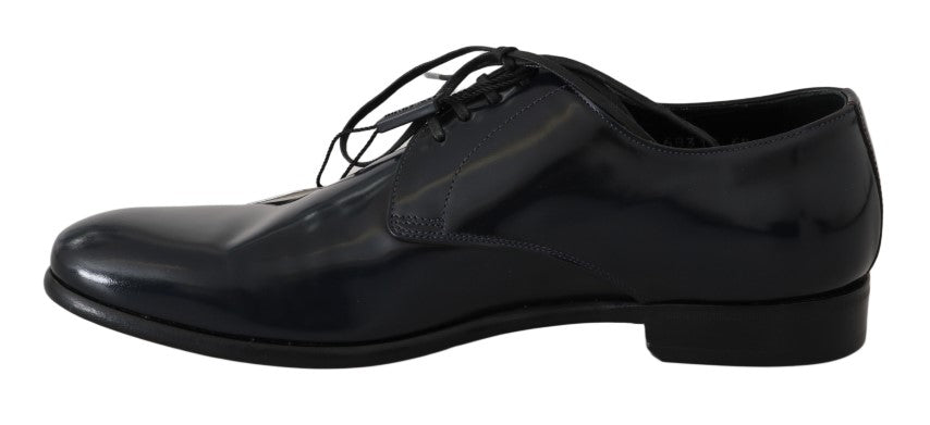 Dolce & Gabbana Blue Leather Polished Dress Derby Shoes