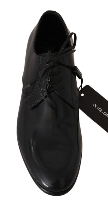 Dolce & Gabbana Blue Leather Polished Dress Derby Shoes