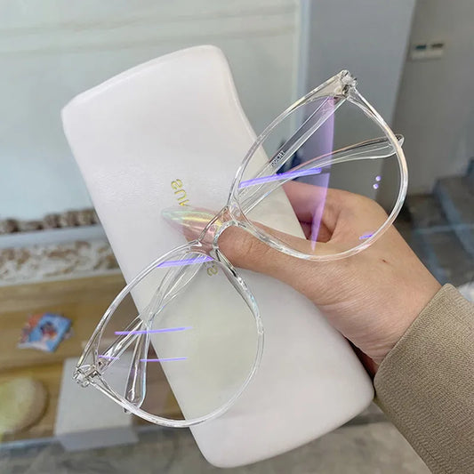 Transparent Computer Glasses Frame Women Men Anti Blue Light Round