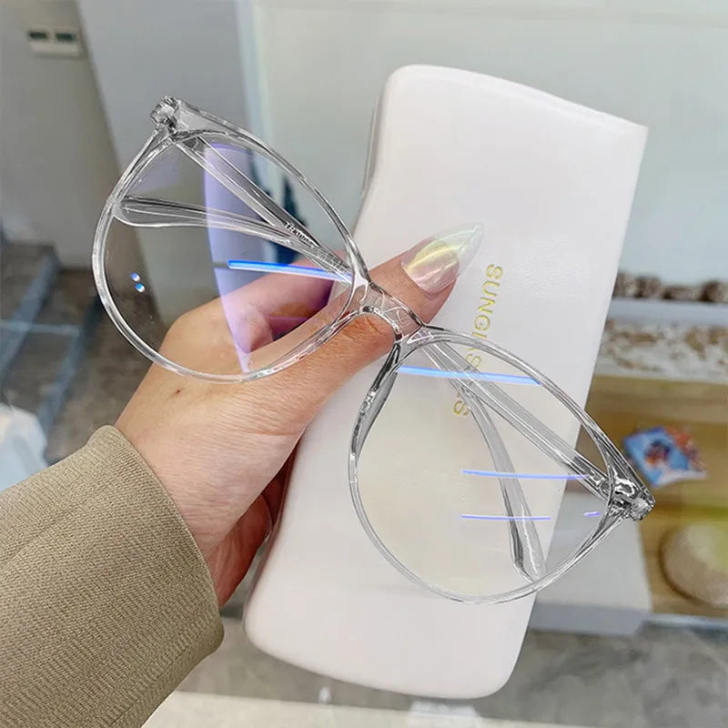 Transparent Computer Glasses Frame Women Men Anti Blue Light Round