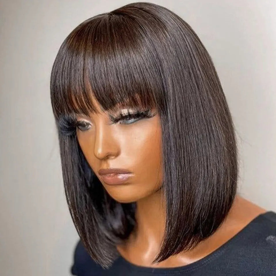 Malaysia Short Straight Hair Bob Wigs Non Lace Glueless Bob Wig Human