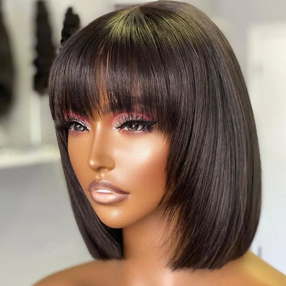 Malaysia Short Straight Hair Bob Wigs Non Lace Glueless Bob Wig Human