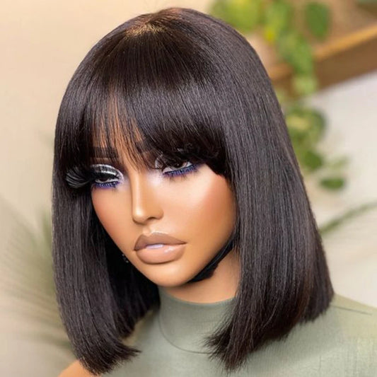 Malaysia Short Straight Hair Bob Wigs Non Lace Glueless Bob Wig Human