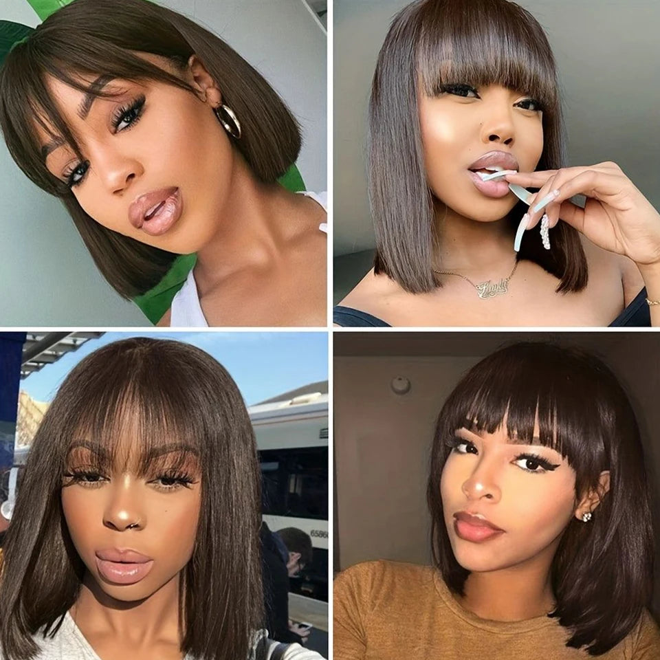 Malaysia Short Straight Hair Bob Wigs Non Lace Glueless Bob Wig Human