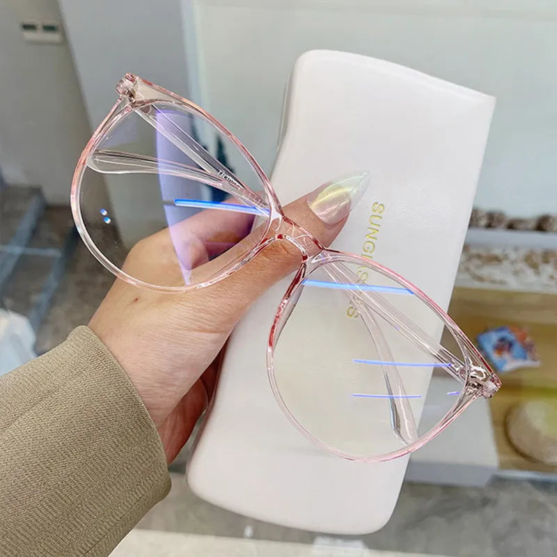 Transparent Computer Glasses Frame Women Men Anti Blue Light Round