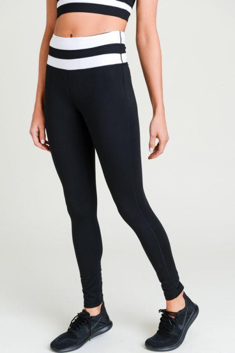 Highwaist Black-White Stripe Full Leggings