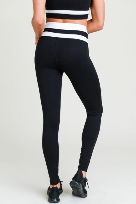 Highwaist Black-White Stripe Full Leggings