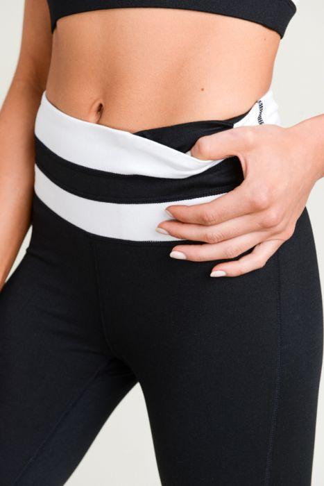 Highwaist Black-White Stripe Full Leggings