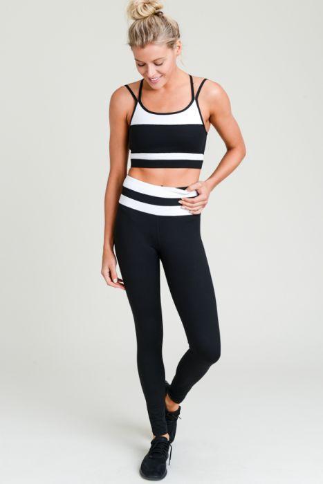 Highwaist Black-White Stripe Full Leggings