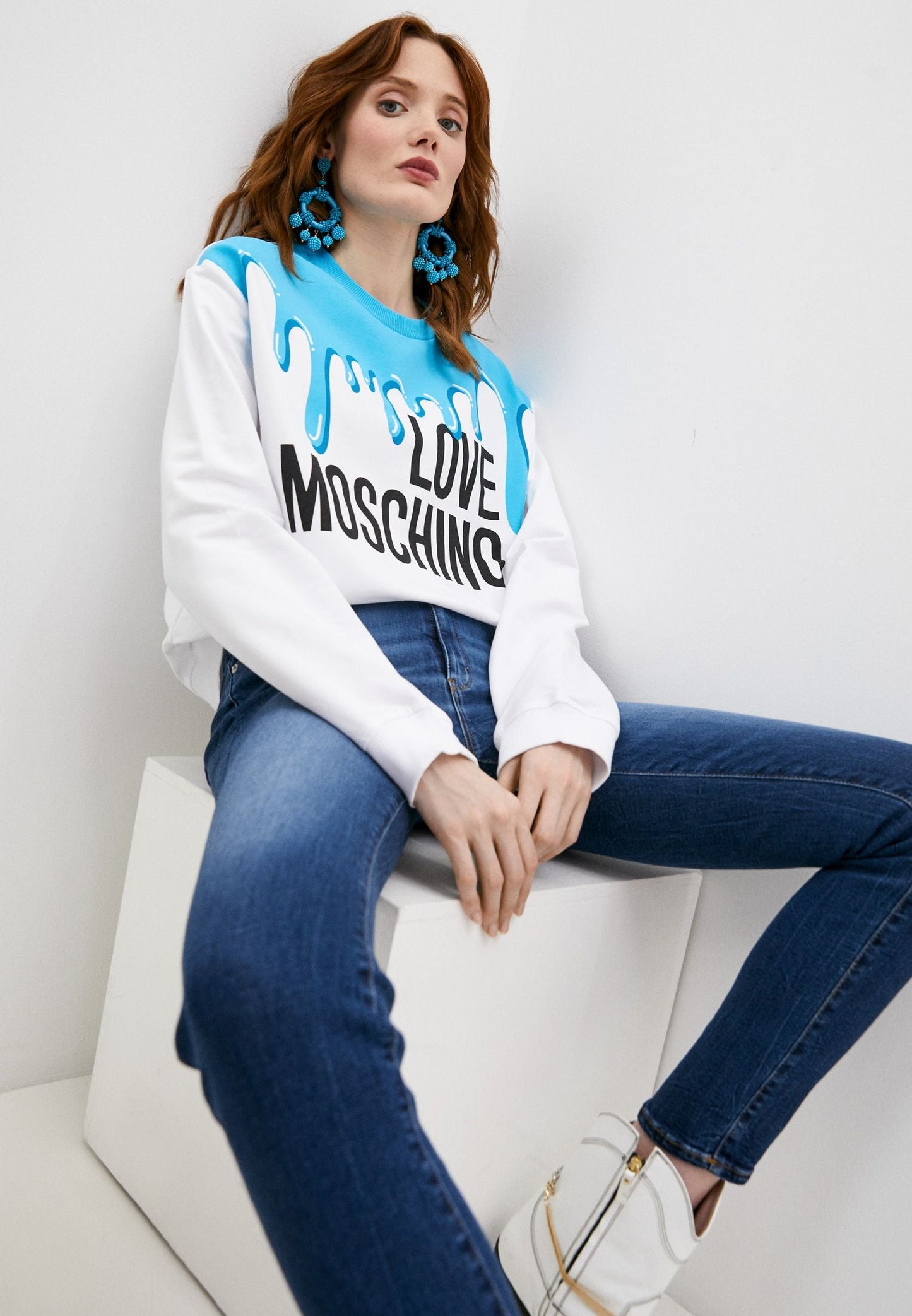 Love Moschino Light Blue Cotton Sweater