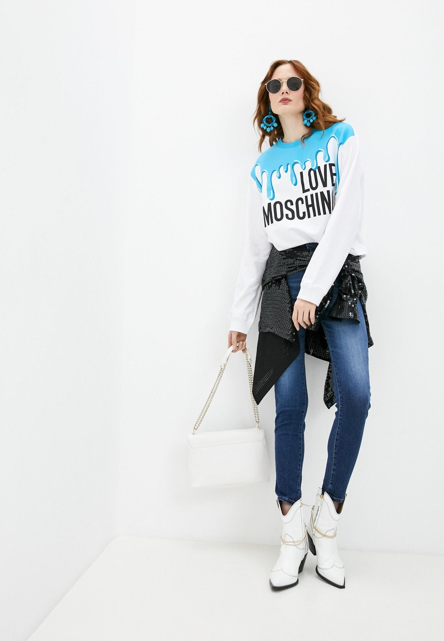 Love Moschino Light Blue Cotton Sweater